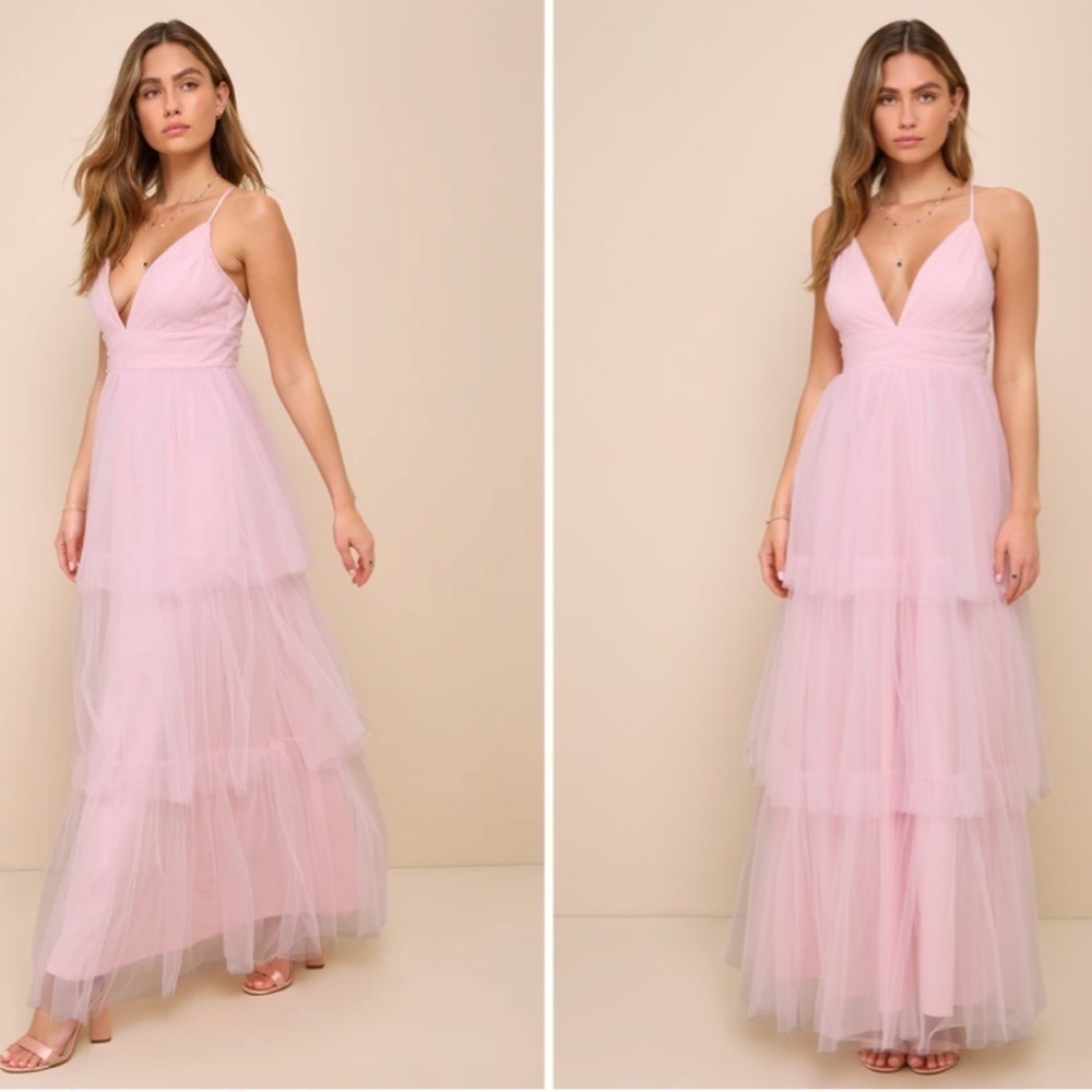 LULU's Prom Wedding Boho Romantic Tiered Ruffles Maxi Dress NWOT